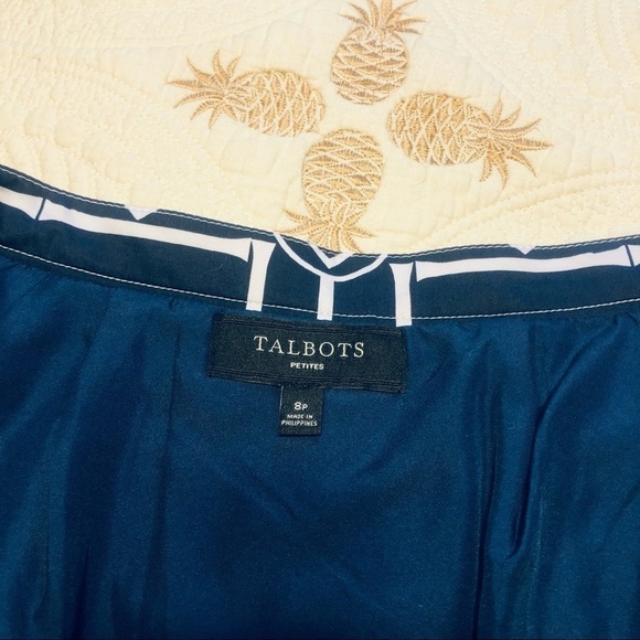 TALBOTS Pleated Flamingo Skirt Navy White - Picture 7 of 8